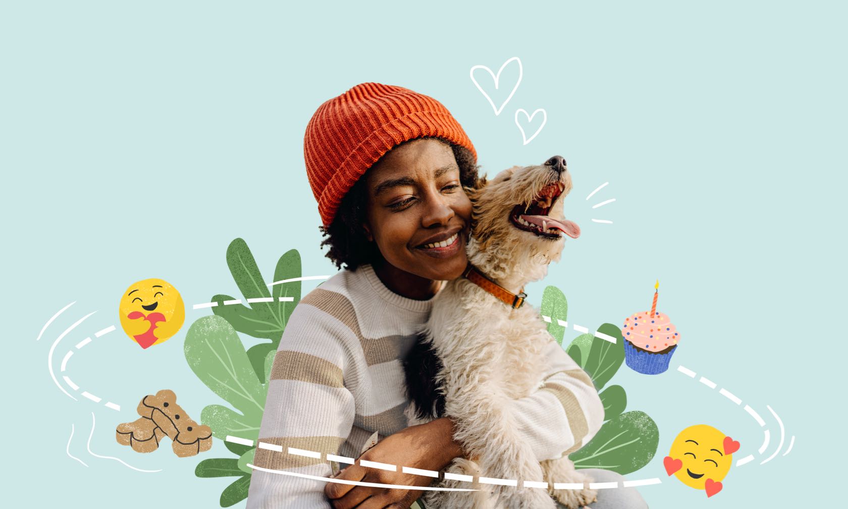 Woman hugging dog