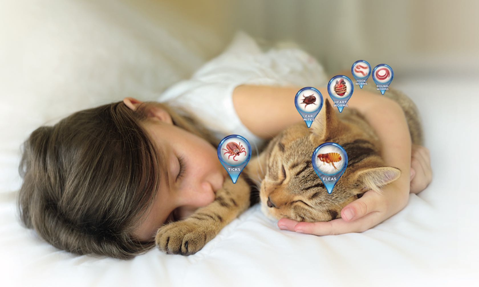 Girl sleeping with cat