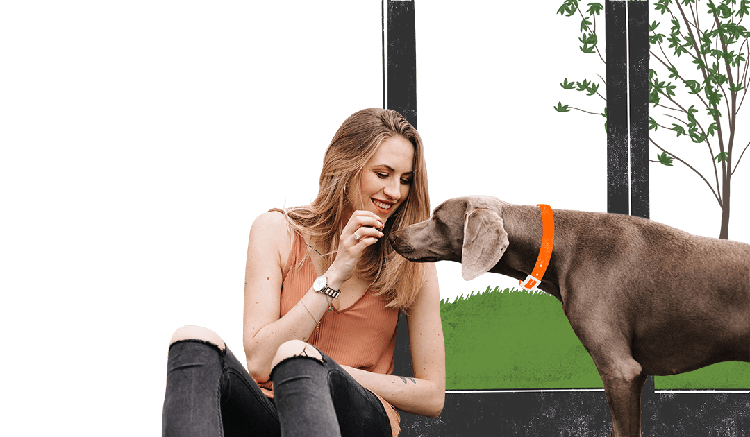Woman sitting with her pets